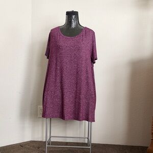 Lane Bryant Short Sleeve Scoop Neck Top - Plum Heather
